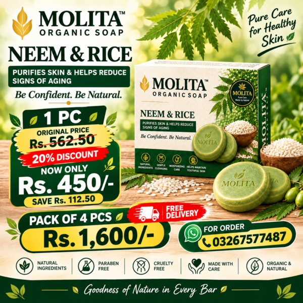 MOLITA Organic Rice Soap – Brightening & Moisturizing Natural Beauty Bar | 100g